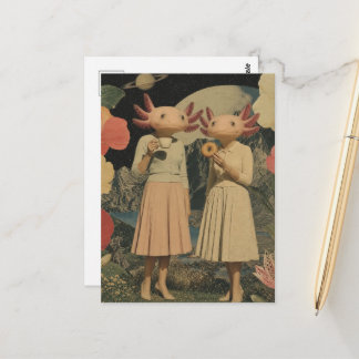 Carte Postale Paire surréaliste et drôle de collage de petit-déj
