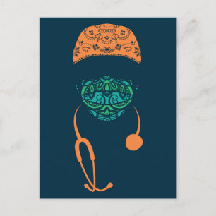 Carte Postale paisley avec masque