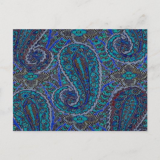 Carte Postale Paisley Blue Indian Boho Motif (Devant)