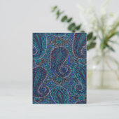 Carte Postale Paisley Blue Indian Boho Motif (Debout devant)