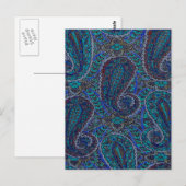 Carte Postale Paisley Blue Indian Boho Motif (Devant / Derrière)