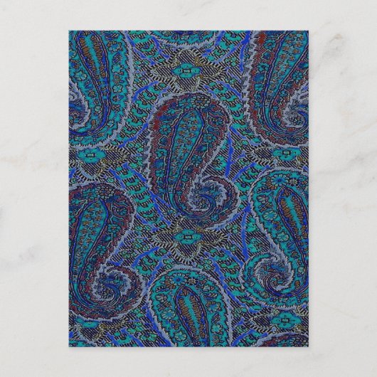 Carte Postale Paisley Blue Indian Boho Motif (Devant)