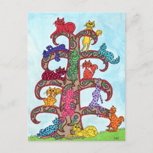 Carte Postale Paisley Cat Tree of Life (Devant)