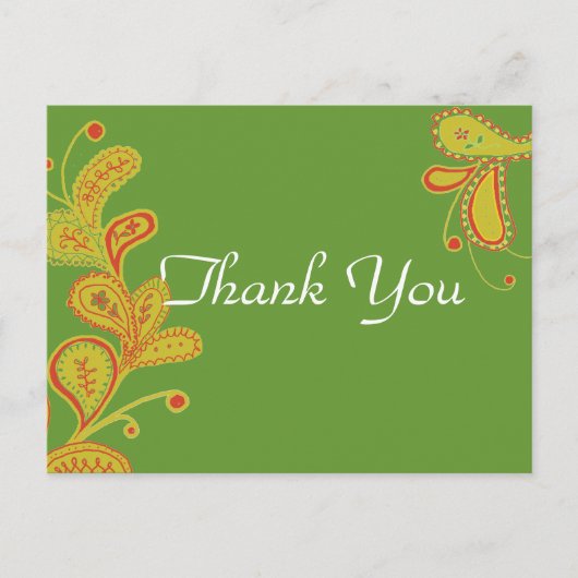 Carte Postale Paisley Fern Merci vert (Devant)