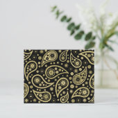 Carte Postale Paisley Funky Print en noir et or (Debout devant)