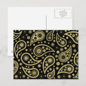 Carte Postale Paisley Funky Print en noir et or (Devant / Derrière)