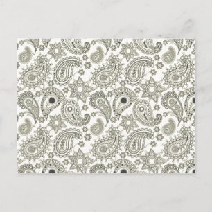 Carte Postale Paisley noir sur blanc