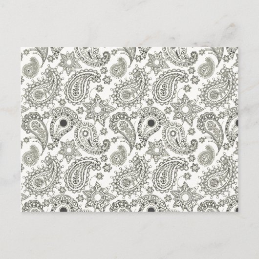 Carte Postale Paisley noir sur blanc (Devant)
