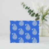 Carte Postale Paisley perse - blanc sur bleu (Debout devant)