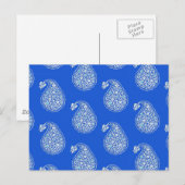 Carte Postale Paisley perse - blanc sur bleu (Devant / Derrière)