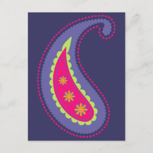 Carte Postale Paisley rose et violet
