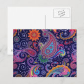Carte Postale Paisley violet rose (Devant / Derrière)