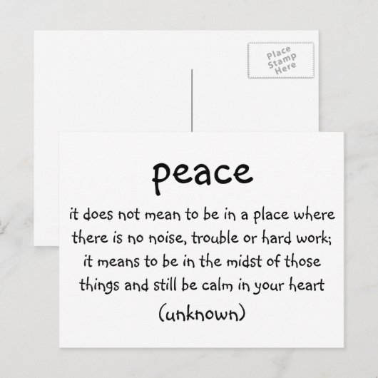 Carte Postale paix (Devant / Derrière)
