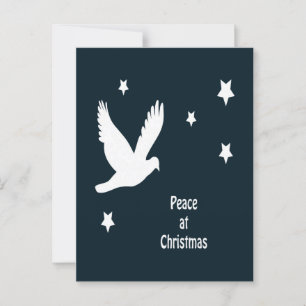 Carte Postale Paix à Noël avec colombe en vol Logo blanc