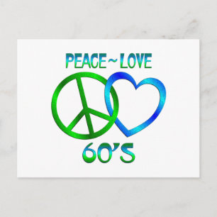 Carte Postale Paix - Amour 60's