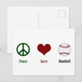 Carte Postale Paix Amour Baseball (Devant / Derrière)