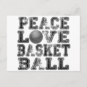Carte Postale Paix, Amour, Basket-ball