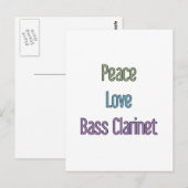 Carte Postale Paix, Amour, Basse Clarinet (Devant / Derrière)