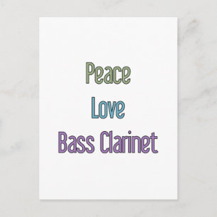Carte Postale Paix, Amour, Basse Clarinet