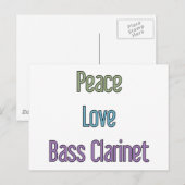 Carte Postale Paix, Amour, Basse Clarinet (Devant / Derrière)