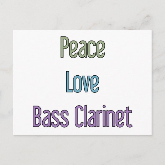 Carte Postale Paix, Amour, Basse Clarinet (Devant)