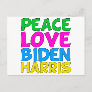 Carte Postale Paix Amour Biden Harris Mignon Élection 2024
