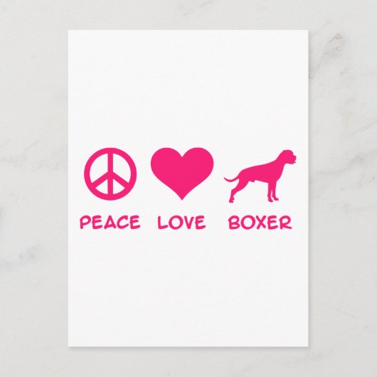 Carte Postale Paix, Amour, Boxe (Devant)