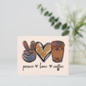 Carte Postale Paix, Amour, Café (Debout devant)