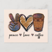 Carte Postale Paix, Amour, Café (Devant)