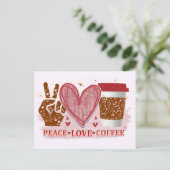 Carte Postale Paix, Amour, Café (Debout devant)