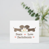 Carte postale Paix Amour Dachshunds (Debout devant)