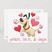 Carte Postale Paix, amour et chiens (Devant / Derrière)
