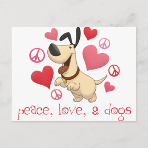 Carte Postale Paix, amour et chiens