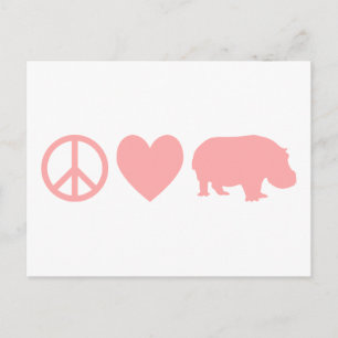 Carte Postale Paix Amour et Hippopotames