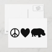 Carte Postale Paix Amour et Hippopotames (Devant / Derrière)