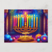 Carte Postale Paix, Amour et Miracles- Hanukkah (Devant)