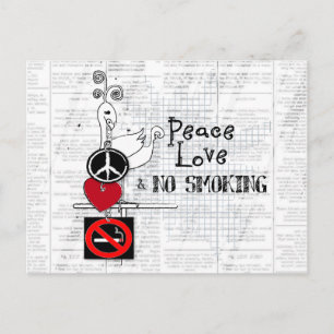Carte Postale paix - amour et NON FUMER