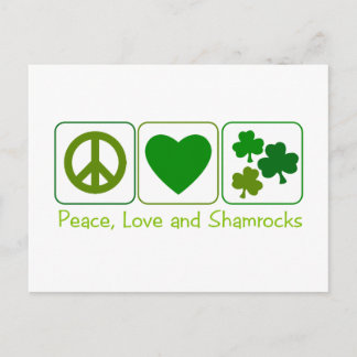 Carte Postale Paix, Amour et Shamrocks