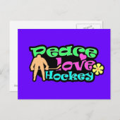 Carte Postale Paix, Amour, Hockey ; Retro (Devant / Derrière)