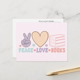 Carte postale Paix Amour Livres