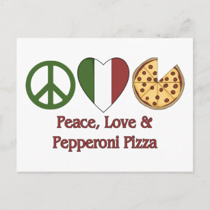 Carte Postale Paix, Amour & Pepperoni Pizza