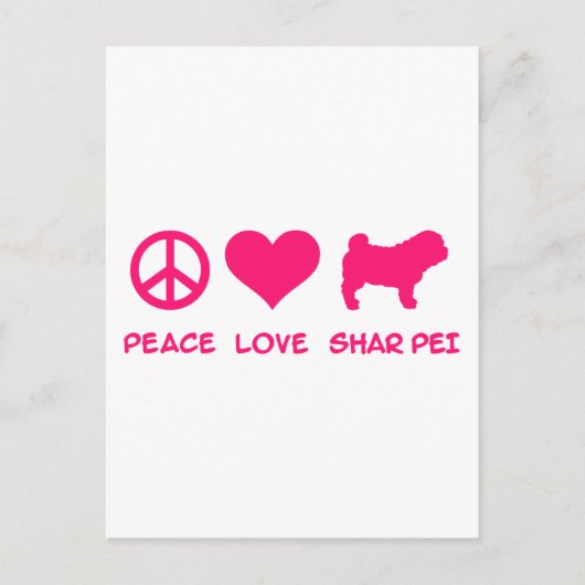 Carte Postale Paix, Amour, Shar Pei (Devant)