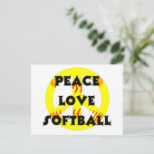 Carte Postale Paix, Amour, Softball avec signe de paix (Debout devant)