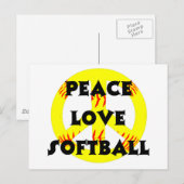 Carte Postale Paix, Amour, Softball avec signe de paix (Devant / Derrière)