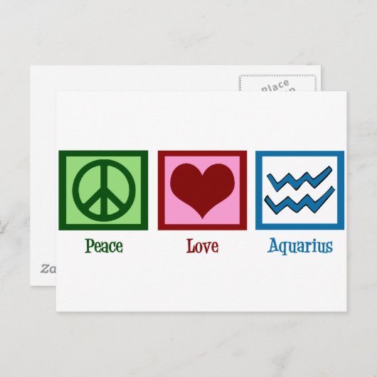 Carte Postale Paix Amour Verseau (Devant / Derrière)