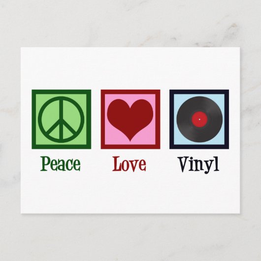 Carte Postale Paix Amour Vinyles (Devant)