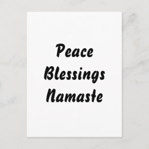 Carte Postale Paix, Bénédiction, Namaste. Blanc noir