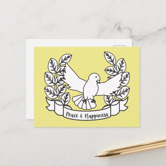 CARTE POSTALE PAIX & BONHEUR (Devant/Arrière en situation)