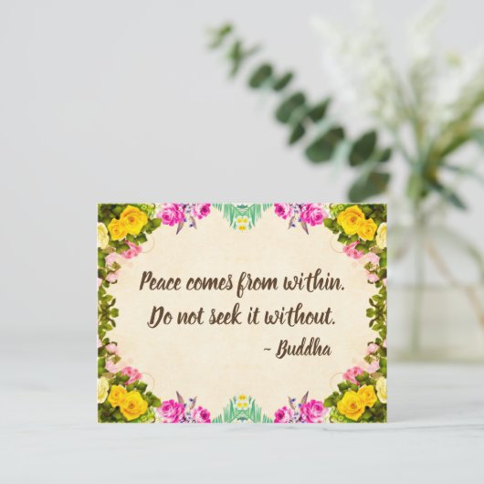 Carte postale Paix - Citation Bouddha (Debout devant)