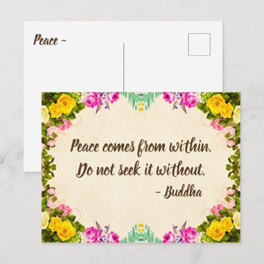 Carte postale Paix - Citation Bouddha (Devant / Derrière)